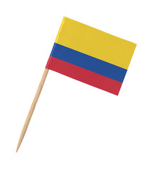 Small paper Colombian flag on wooden stick