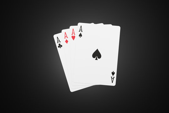 Set of four aces playing cards suits. 3d rendering - illustration.