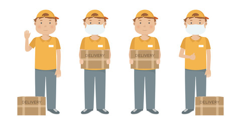Couriers with packages. Order delivery. Vector illustration.