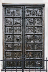 Famous Magdeburg gate in Saint Sophia cathedreal. Kremlin Veliky Novgorod, Russia. 