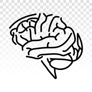 recommend clip art: Human brain or mind side view line art vector icon on a transparent background