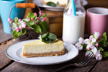 mint cheesecake on a plate
