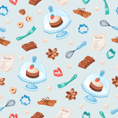 Cartoon baking seamless pattern