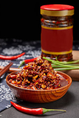Creative drawing of the retro style of chili sauce