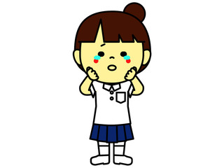 涙ぐむおだんご女子中高校生(夏服)