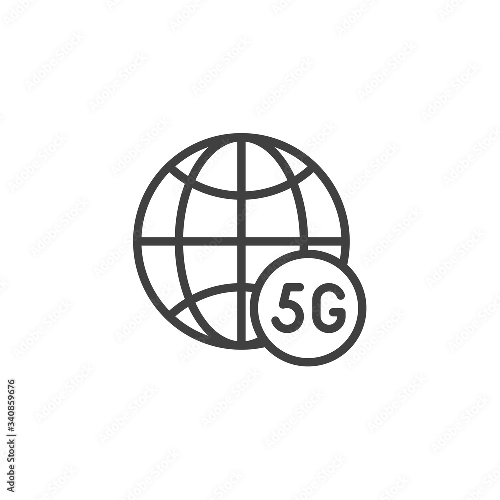 Poster 5g global network connection line icon. linear style sign for mobile concept and web design. 5g inte