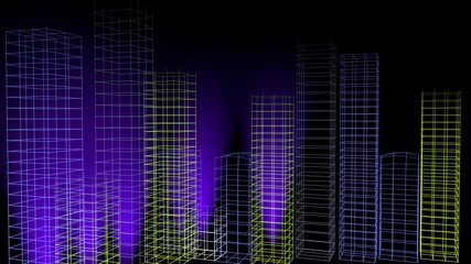 3D blockchain cityscape ,concept city network