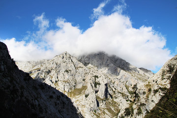 mountain landscape with blue sky and clouds
