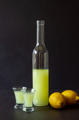 Italian limoncello liqueur. Alcohol. Bar. National cuisine. Recipe.
