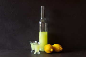 Italian limoncello liqueur. Alcohol. Bar. National cuisine. Recipe.