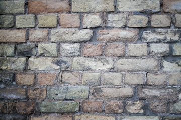 Artistic classic background grunge background view with old brick wall fence.
