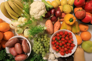 A variety of fruits and vegetables