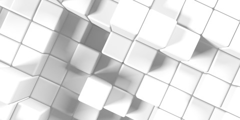 White cubes structure. Abstract futuristic background.
