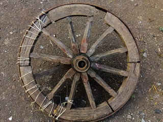 Indian traditional wheel of bullock cart.
