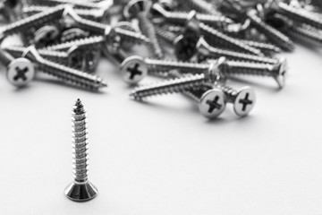 Nuts / Bolts / Screws closeup on white background