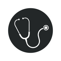 Stethoscope graphic icon. Stethoscope sign in the circle isolated on white background. Symbol medicine. Vector illustration