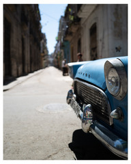 Cuba Classic car Havana chrome bumpers old streets havana car headlight car grille hood bonnet...