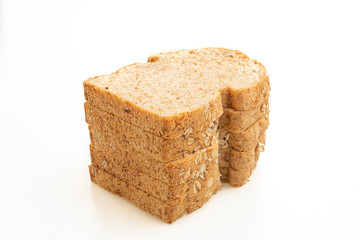 sliced wholegrain bread on white