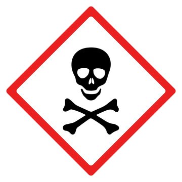 Acute toxic hazard sign or symbol.  Vector design isolated on white background.  Latest hazard signs collection. GHS hazard sign.