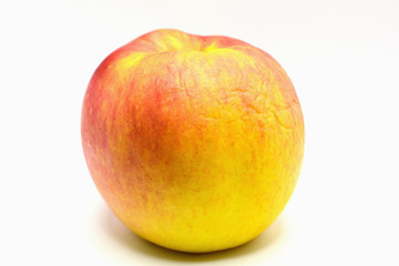 Red ripe apple on white background.