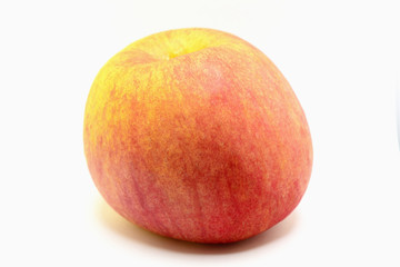 Red ripe apple on white background.