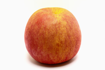 Red ripe apple on white background.