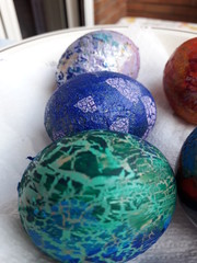 colored eggs with glaze