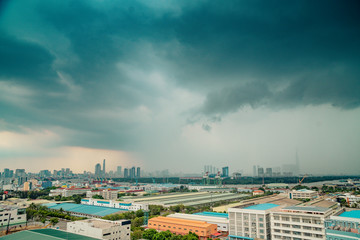 Vietnam Saigon panorama rainy day Ho Chi Mi Minh city