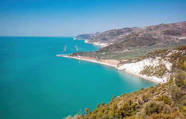 Fototapeta na wymiar Gargano Coastline, Gulf of Manfredonia and the National Park in Puglia, Italy