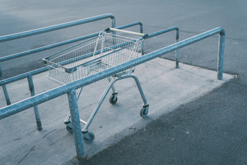 Naklejka premium The trolley parking on the trolley parking at car park during sunset.
