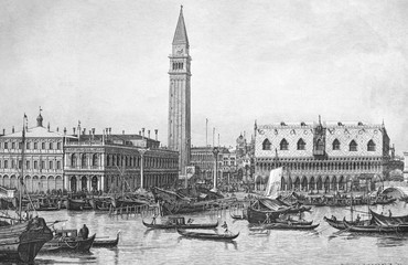 Venice landscape in the old book the Human History, by K. Veile, 1896, St. Petersburg - 340868851