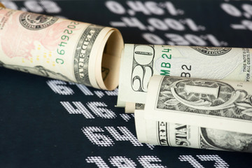 Börse in Amerika und Dollar Geldscheine