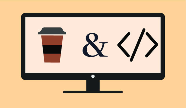 Favorite things of programmers are coffee and python in the monitor