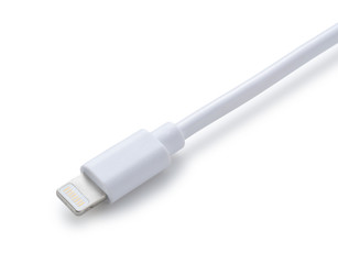 Lightning cable placed on a white background