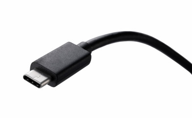 Usb-type c placed on white background