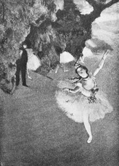 The ballerina on stage by the french painter Edgar Degas in the old book the History of Painting, by R. Muter, 1887, St. Petersburg