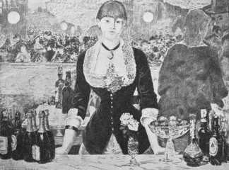 A Bar at the Folies-Bergère by Édouard Manet in the old book the History of Painting, by R. Muter, 1887, St. Petersburg