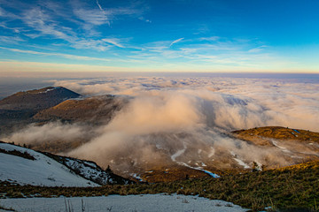Sunset over extinct volcano