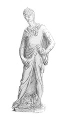 Fototapeta na wymiar The statue of David in marble in the old book La Renaissance, by E. Muntz, 1882, Paris
