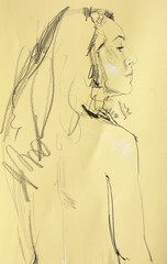 Fototapeta premium pencil drawing illustration, portrait, sketch