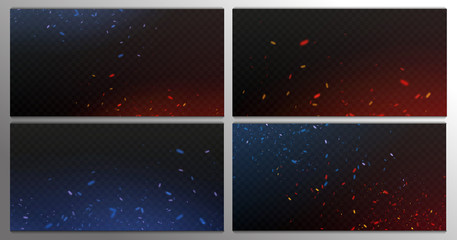 Fire sparks vector flying up. Burning glowing particles. Firestorm texture. Isolated on a black transparent background.