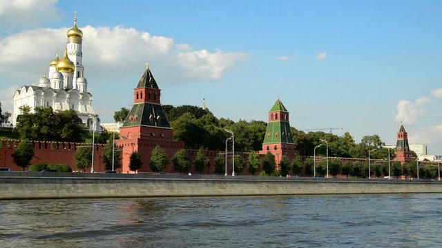 Walls of the Moscow Kremlin overlooking the Moscow River