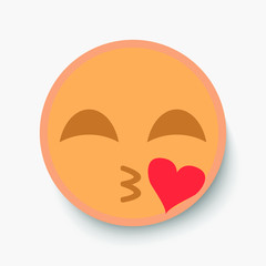 Emoji face, illustration icon emotion, vector kiss, love.