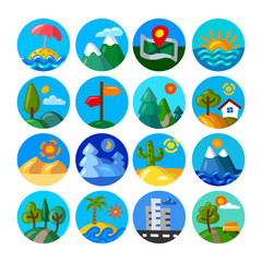 landscapes icons set