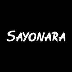 Fototapeta na wymiar Sayonara brush paint hand drawn lettering on black background. Parting in japanese language design templates for greeting cards, overlays, posters
