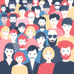 Crowd of people. A big group of different people. Vector.
