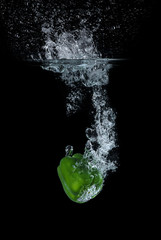 Pepper falling into the water