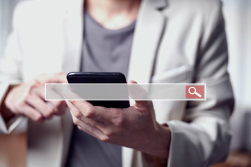 Men use smartphone/ mobile searching browsing internet data information networking concept, business working or shopping