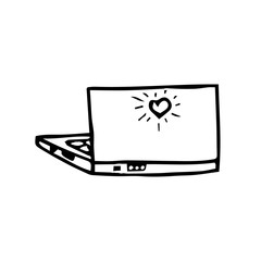 Doodle laptop. A laptop drawn with black lines on a white background.