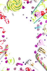 birthday party design with confetti top view space for text